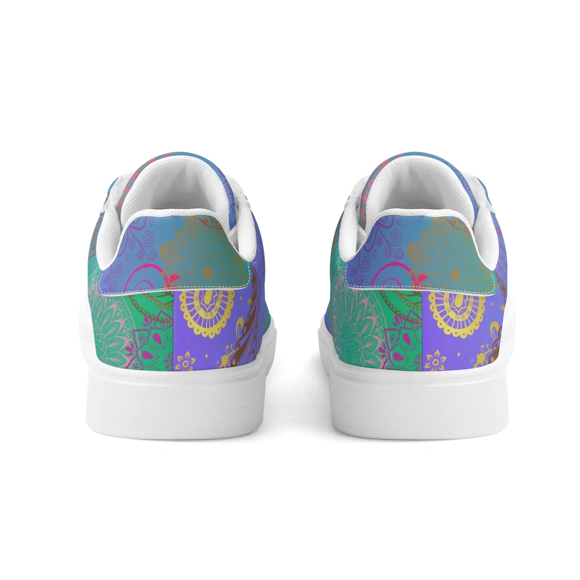 Paisley Mist Adult Lightweight Low Top Leather Skateboard Shoes