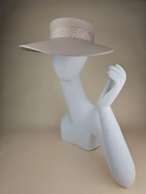 Peach Gray "LadyEVA" Visor Hat with Pastel Floral Band