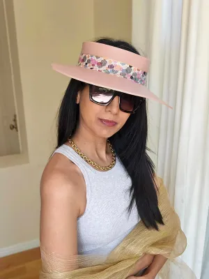 Peachy Pink "LadyEVA" Visor Hat with Colorful Geometric Band