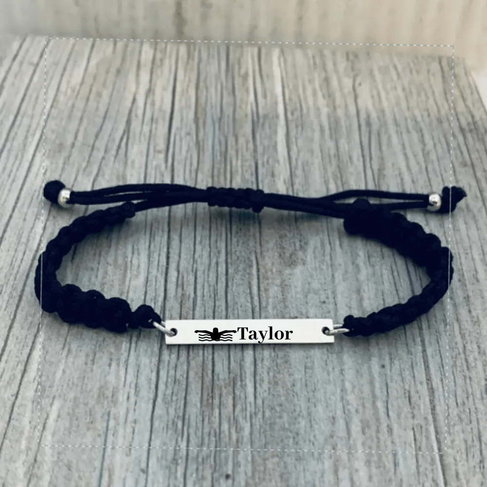 Personalized Engraved Swim Bar Rope Bracelet