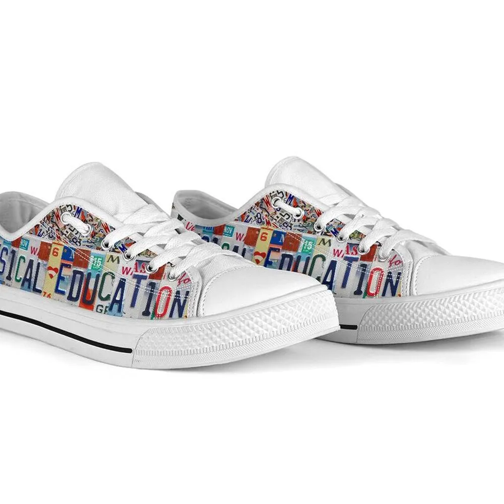 Physical Education License Plates Low Top Shoes, Teacher Shoes, Low Top Sneakers