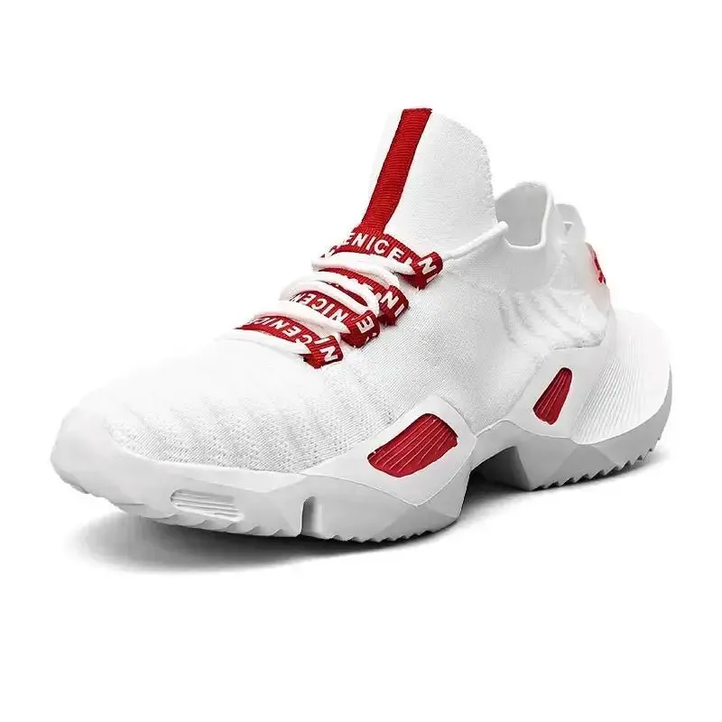 Plus Size Summer Massive Sneakers Socks Men Sport Shoes Man White Sports Shoes Running Man Red Knit Tennis Trainers Gym GME-1581