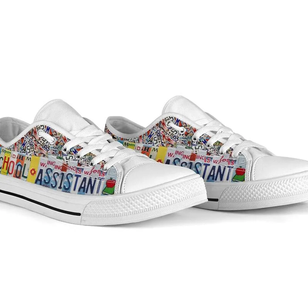 Preschool Assistant License Plates Low Top Shoes, Teacher Shoes, Low Top Sneakers