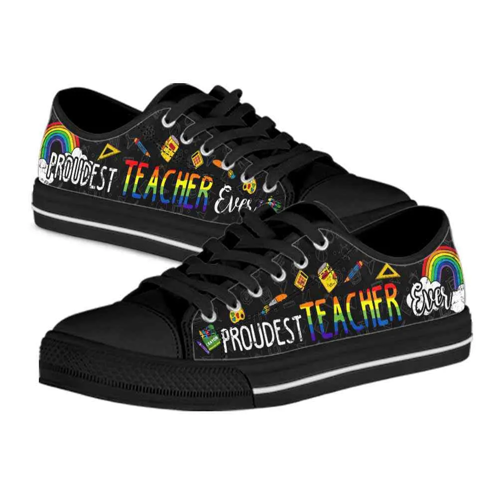 Proudest School Teacher Ever Rainbow Low Top Shoes, Teacher Shoes, Low Top Sneakers