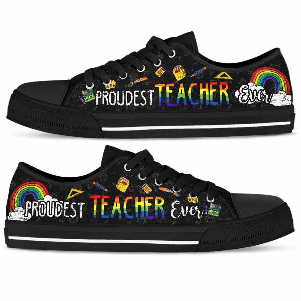 Proudest School Teacher Ever Rainbow Low Top Shoes, Teacher Shoes, Low Top Sneakers