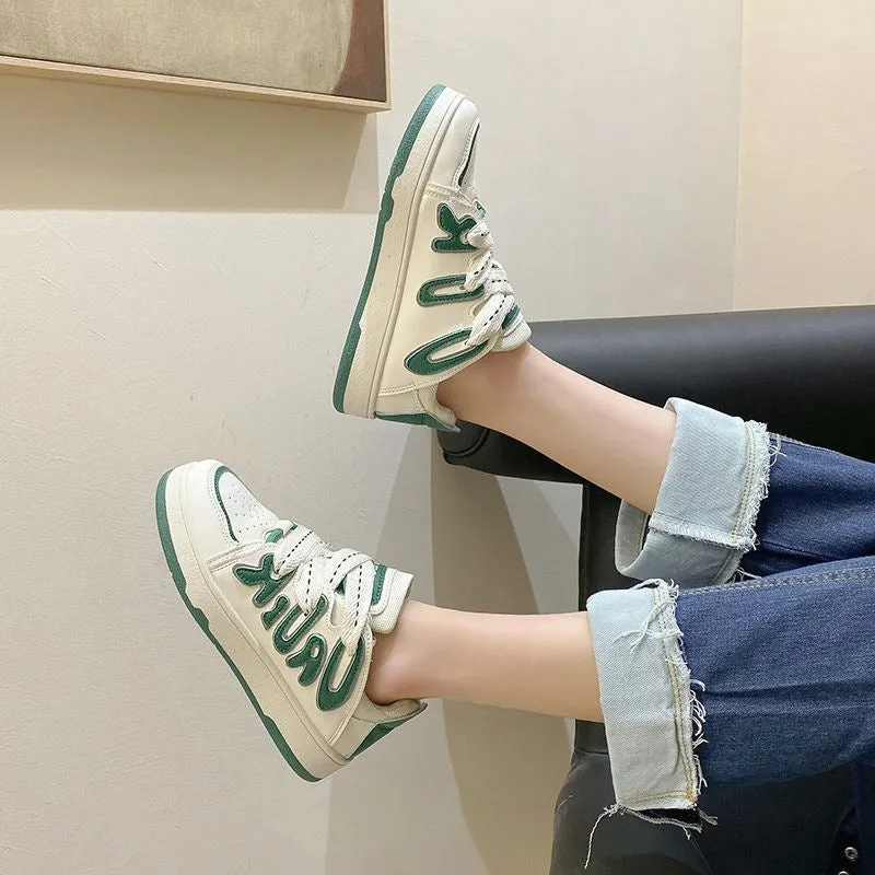 Retro Color Matching Flat Sneakers Sports And Leisure