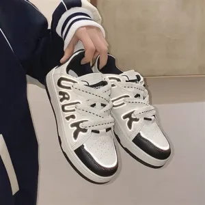 Retro Color Matching Flat Sneakers Sports And Leisure