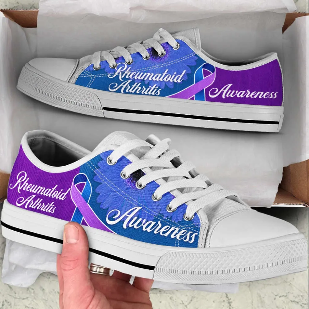 Rheumatoid Arthritis Shoes Awareness Ribbon Low Top Shoes Canvas Shoes, Low Top Sneaker, Low Top Canvas Shoes