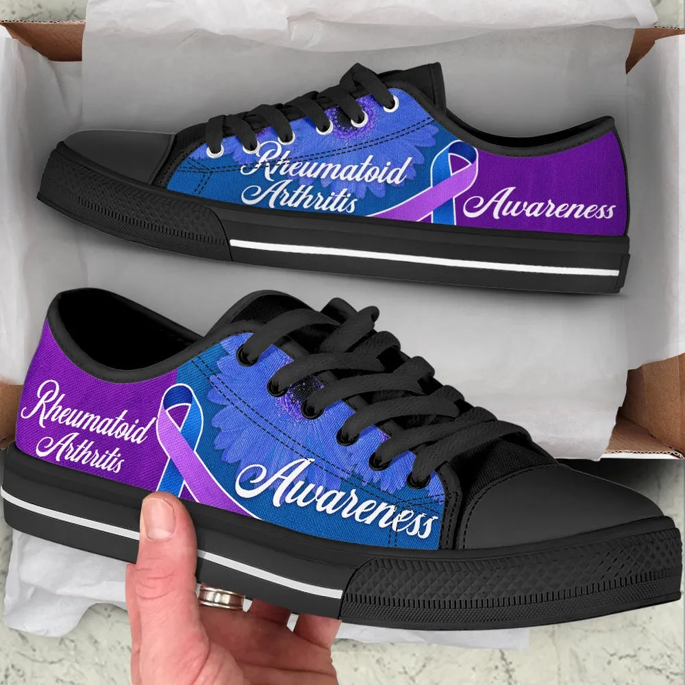 Rheumatoid Arthritis Shoes Awareness Ribbon Low Top Shoes , Low Top Sneaker, Low Top Canvas Shoes