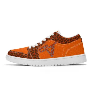 RVT Brand  Unisex Low Top Skateboard Sneakers - Orange Geom