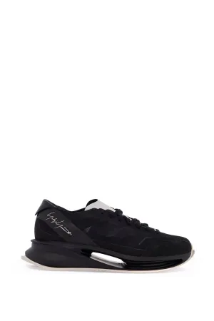 S-GENDO RUN BLACK FABRIC AND LEATHER RUNNING SNEAKERS