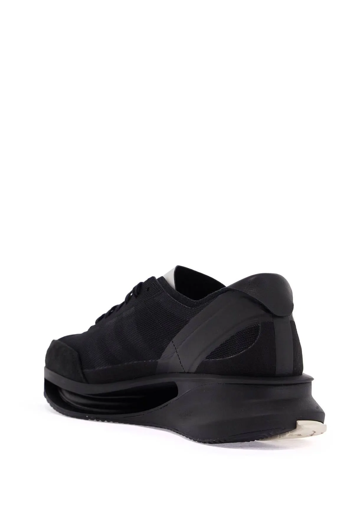 S-GENDO RUN BLACK FABRIC AND LEATHER RUNNING SNEAKERS