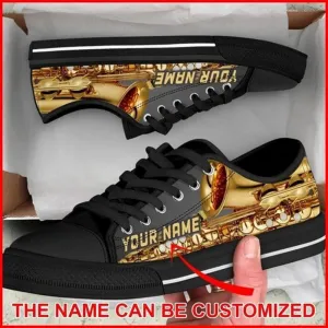 Saxophone Shortcut Personalized Canvas Low Top Shoes, Custom Canvas Shoes, Best Canvas Shoes