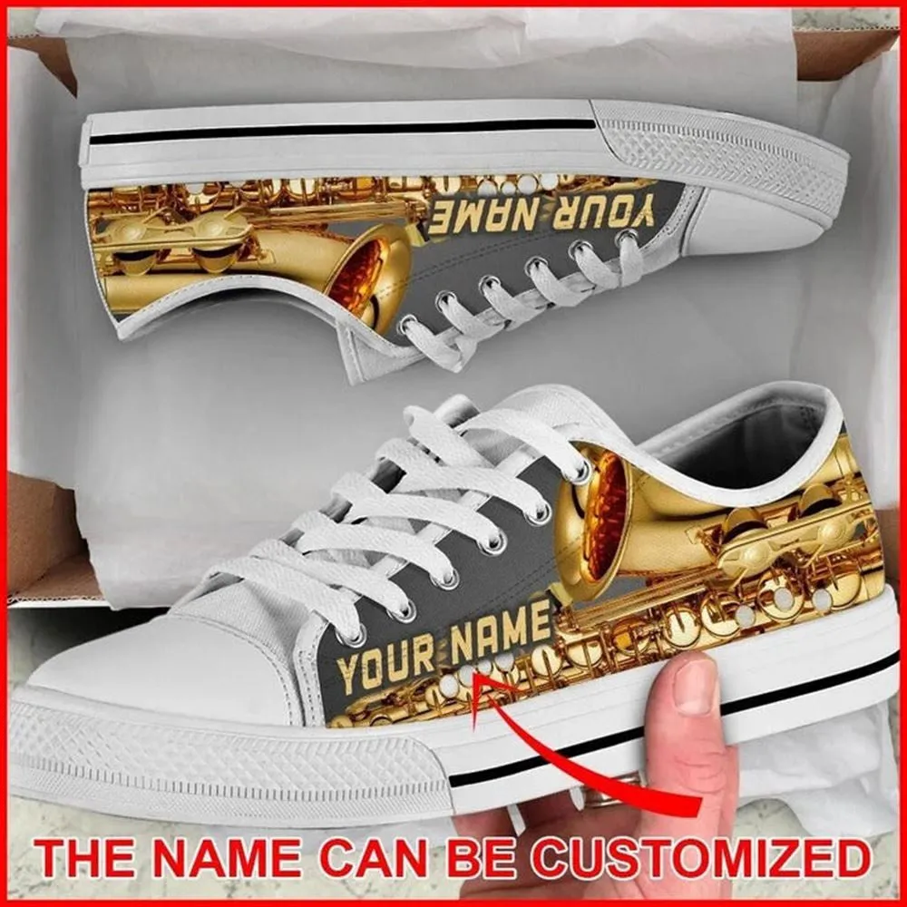 Saxophone Shortcut Personalized Canvas Low Top Shoes, Custom Canvas Shoes, Best Canvas Shoes