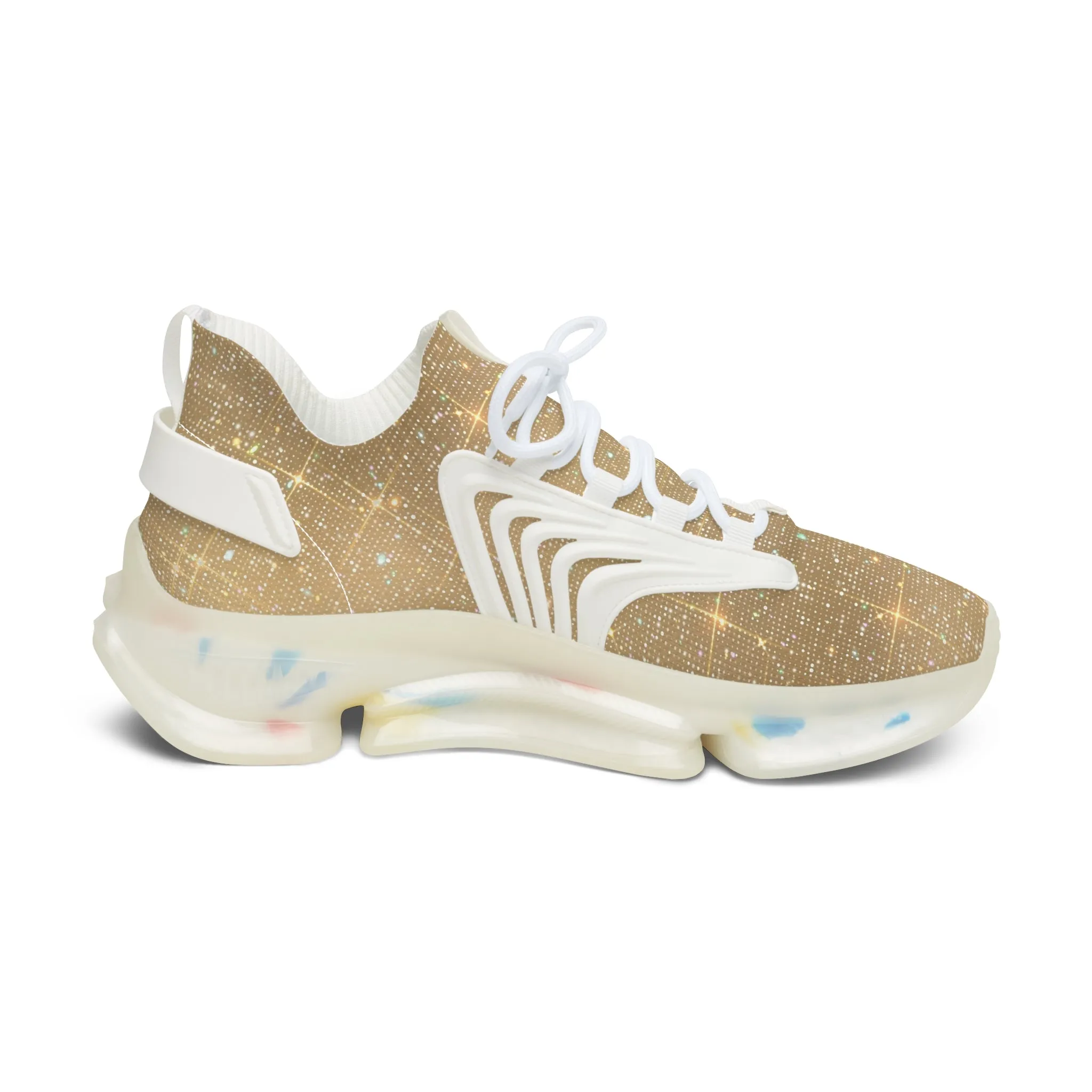 Shiny Gold Metallic Women's Mesh Sneakers