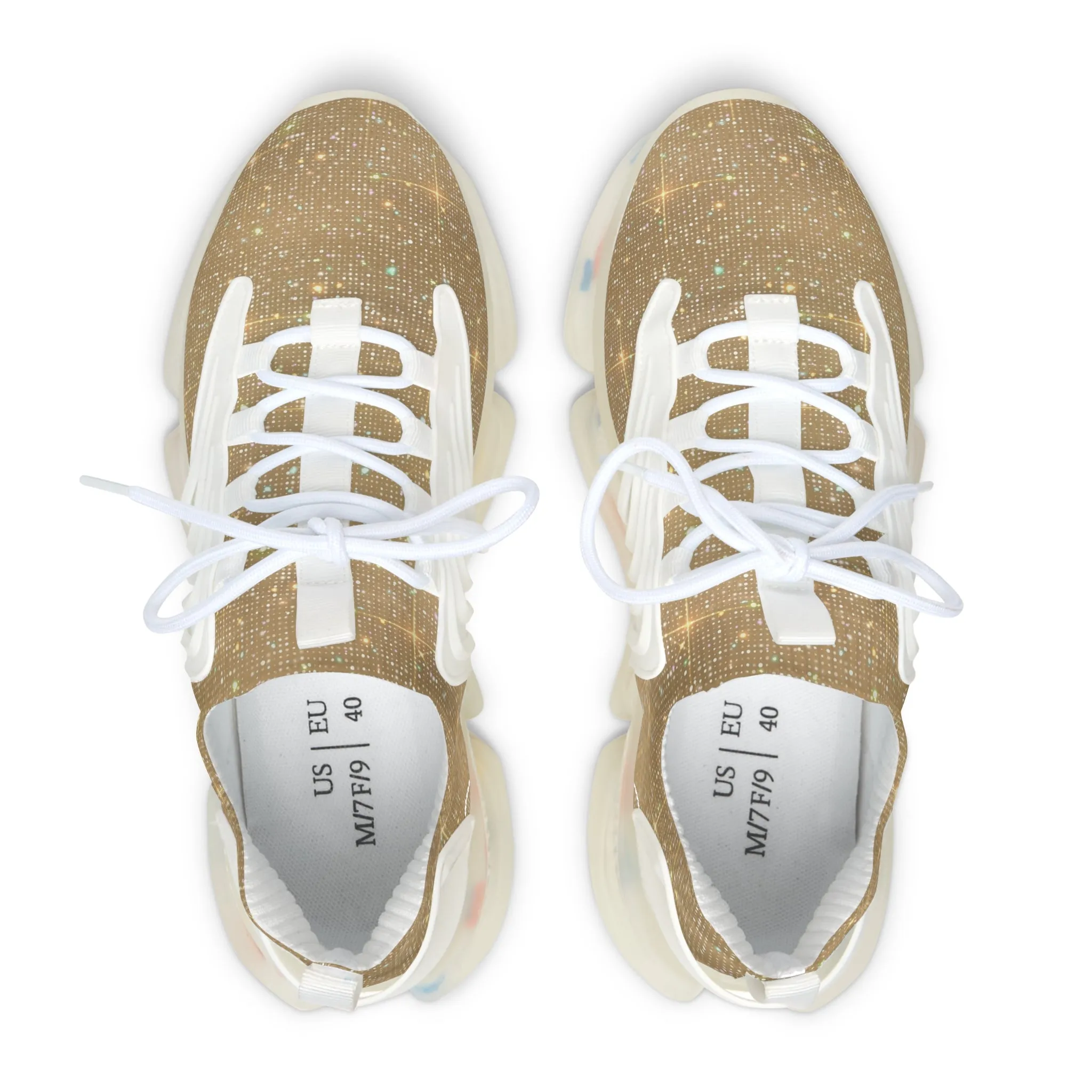 Shiny Gold Metallic Women's Mesh Sneakers