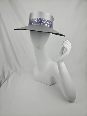 Silver "LadyEVA" Visor Hat with Blue/Purple Floral Band