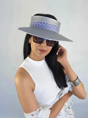 Silver "LadyEVA" Visor Hat with China Blue Band