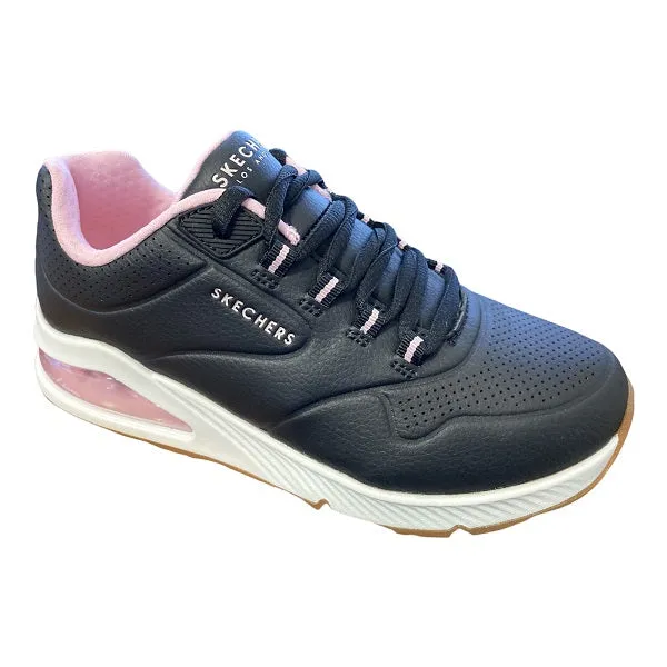 Skechers scarpa sneakers da donna Uno 2-2nd Best 155542-BLK nero-rosa