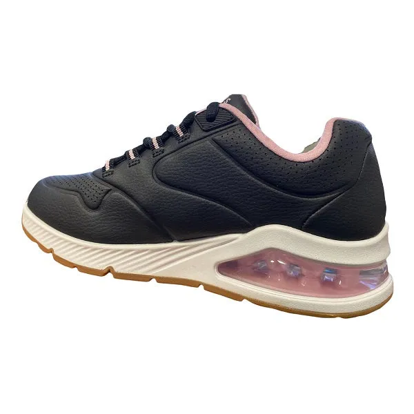 Skechers scarpa sneakers da donna Uno 2-2nd Best 155542-BLK nero-rosa