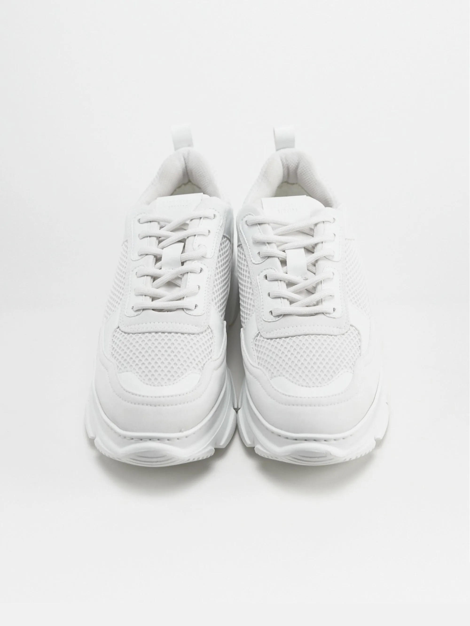 Sneakers Chunky in Pelle e Rete Bianco