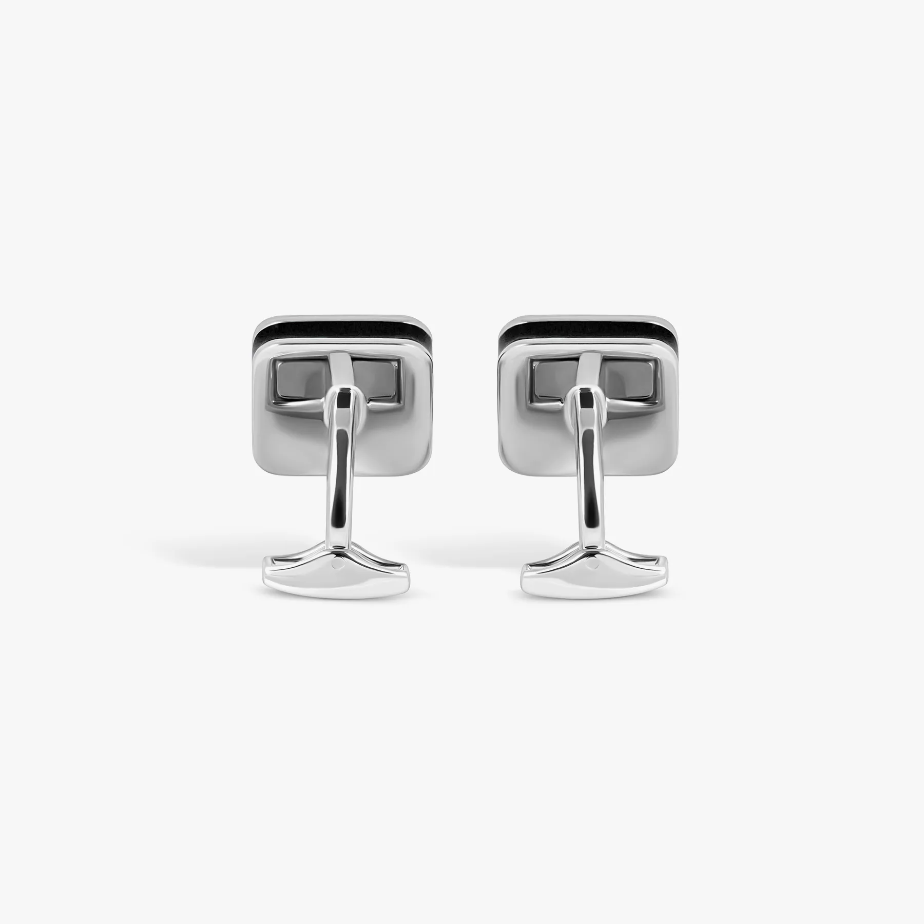 Sports Ice Golf Cufflinks in Palladium Plated with Black Enamel