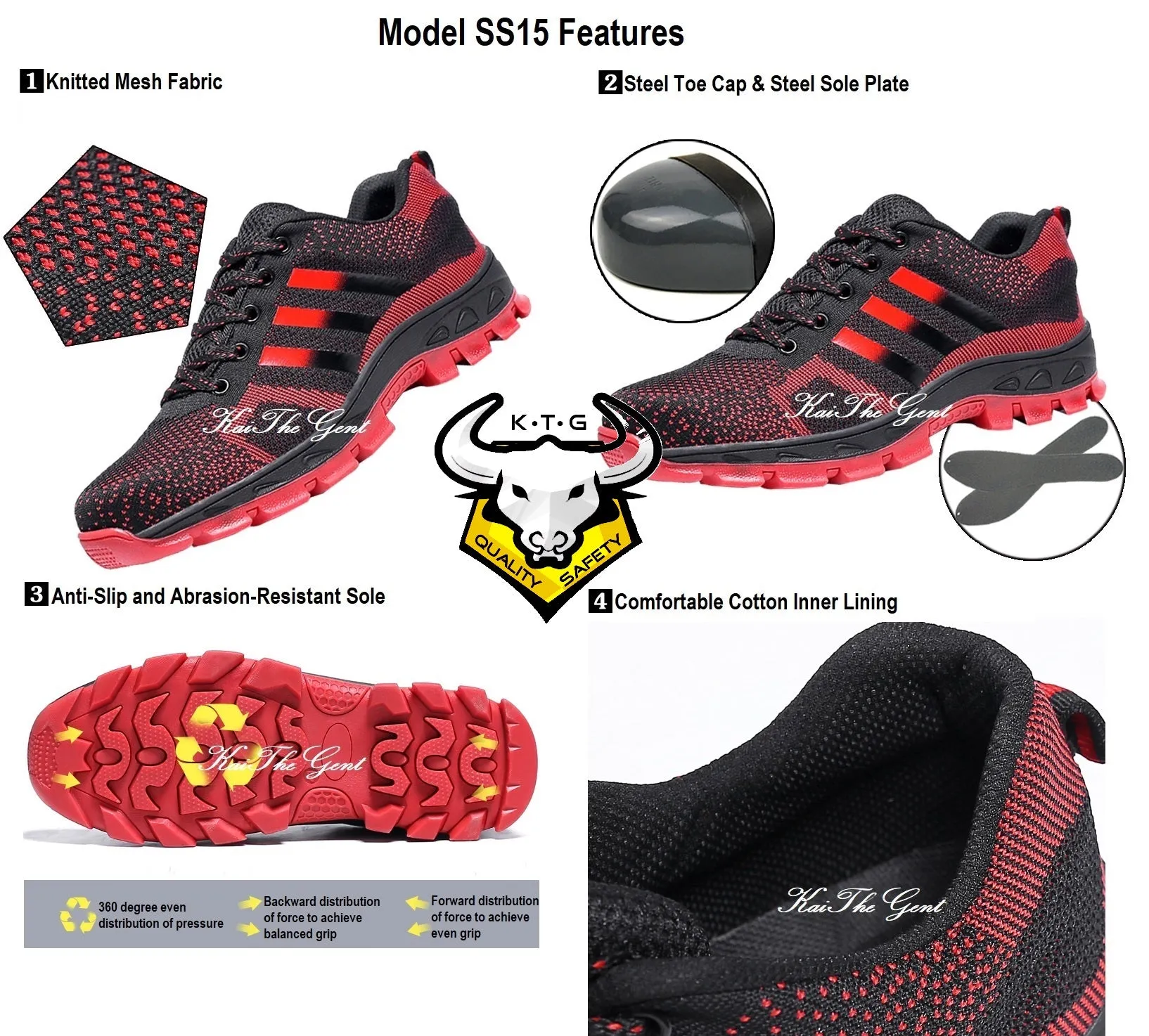 Steel Toe Sports Safety Shoes - Model SS15 (Option 5)