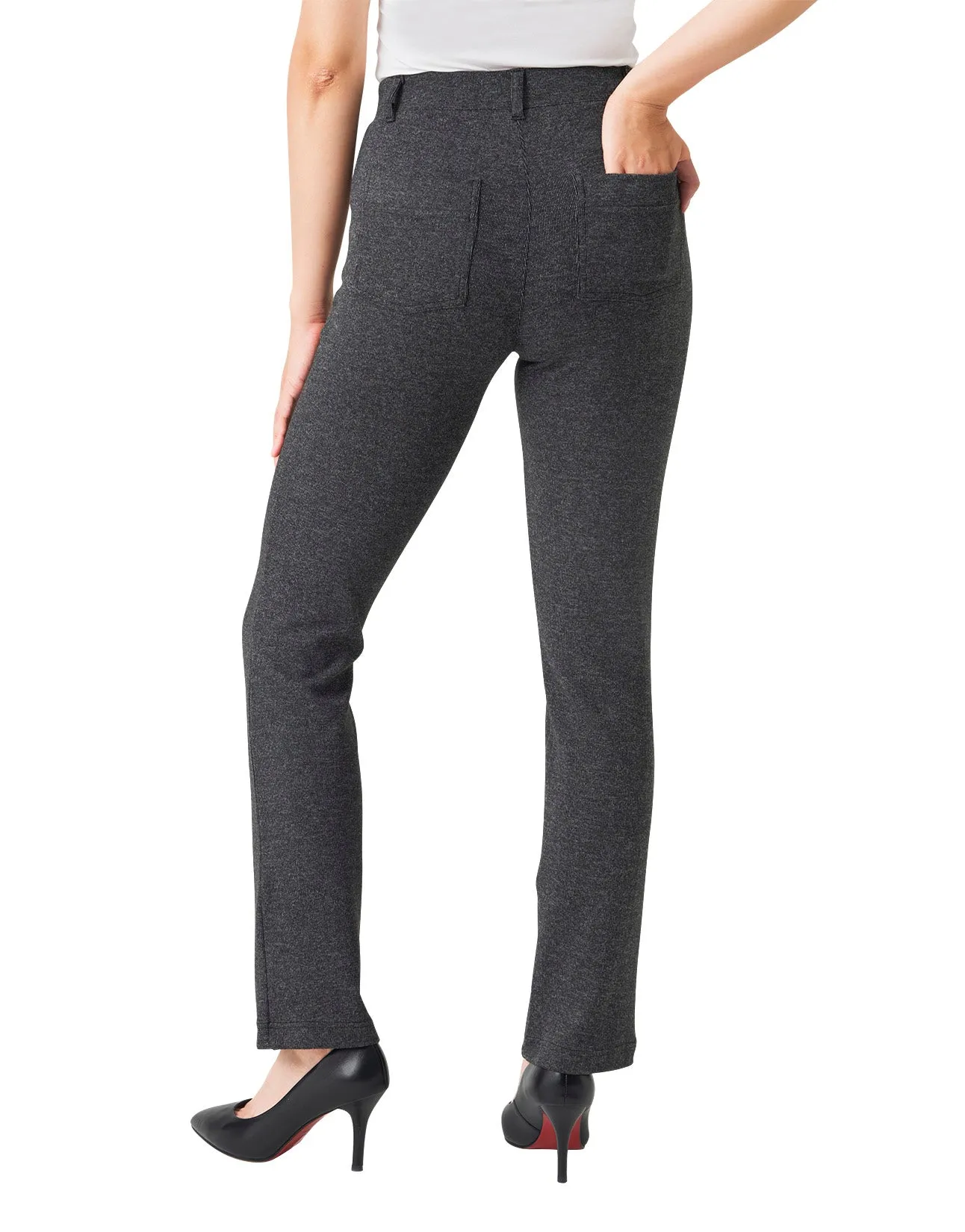 Straight Leg Yoga Dress Pants, 4 Pockets (Heather Gray)