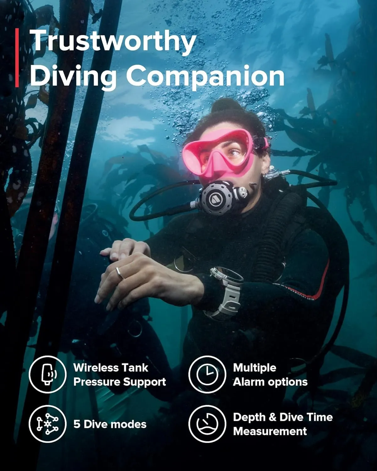 SUUNTO Ocean Dive Computer, GPS Multisport Watch for Training, Underwater Route Tracking & Wireless Tank Pressure Monitor, AMOLED Touchscreen, Dualband GNSS, Offline Map, 26D Battery Life