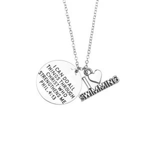 Swim Necklace - I Can Do All Things Through Christ Who Strengthens Me