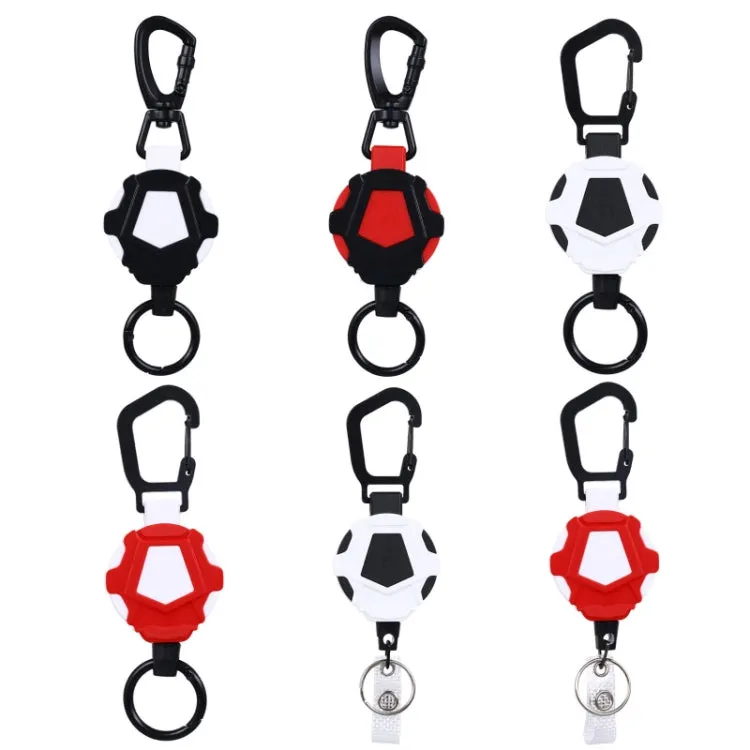 Telescopic High Resilience Steel Wire Rope Metal Anti-theft Buckle(Key Ring Red White)