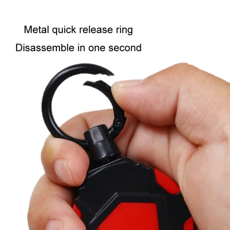 Telescopic High Resilience Steel Wire Rope Metal Anti-theft Buckle(Key Ring Red White)