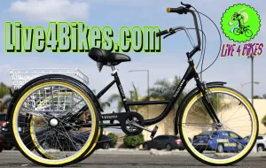 Trike Tricycle 3 wheeler Black Balance Bike Bicycle adult 24 in 7 speed Basket Special needs bicycle