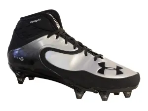 Under Armour Nitro Icon MID D Black Silver Football Shoes Detachable Cleats (9)