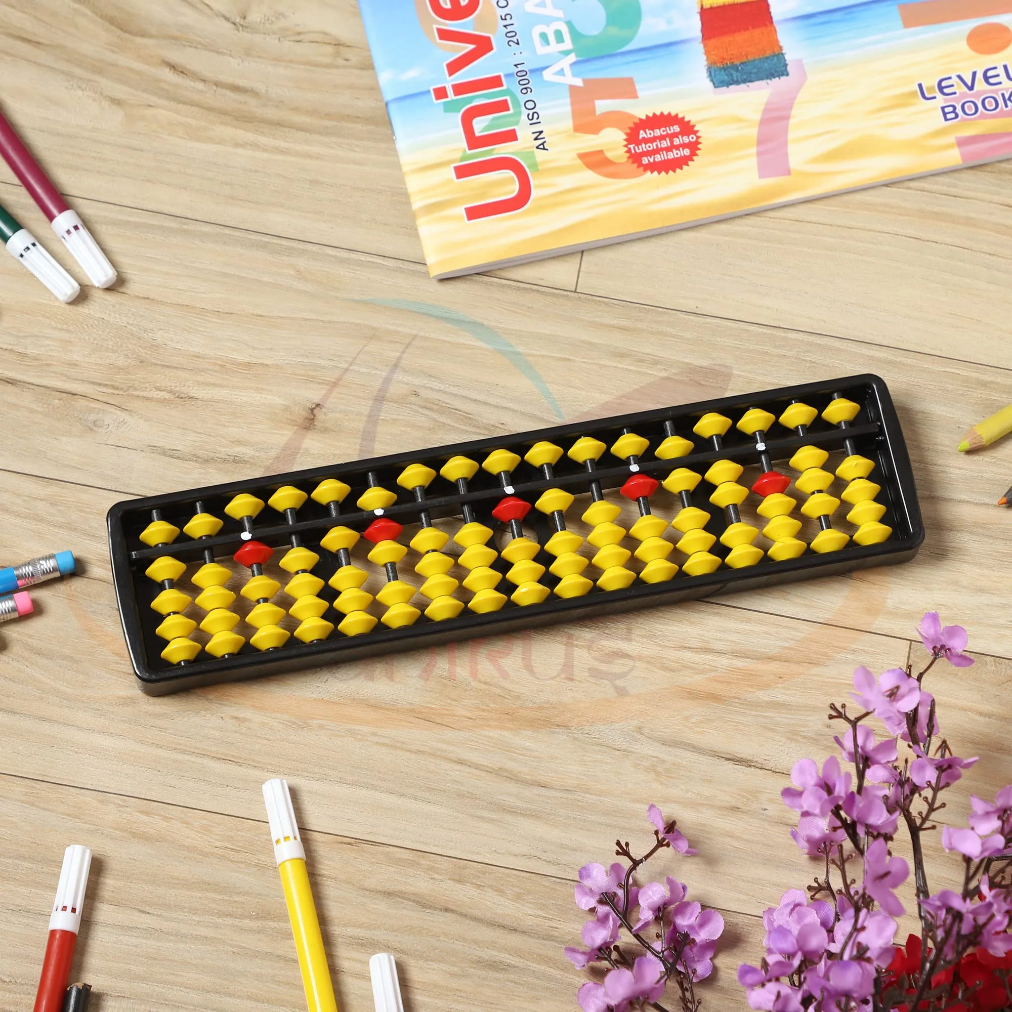 UNIKUS's Educational Abacus tool 17 rods/Abacus Scale/Abacus Toys for kids/Abacus Calculator/Abacus Tool for Kids to Enhance Their Counting Skills and Mathematics-17 Rod Yellow Color