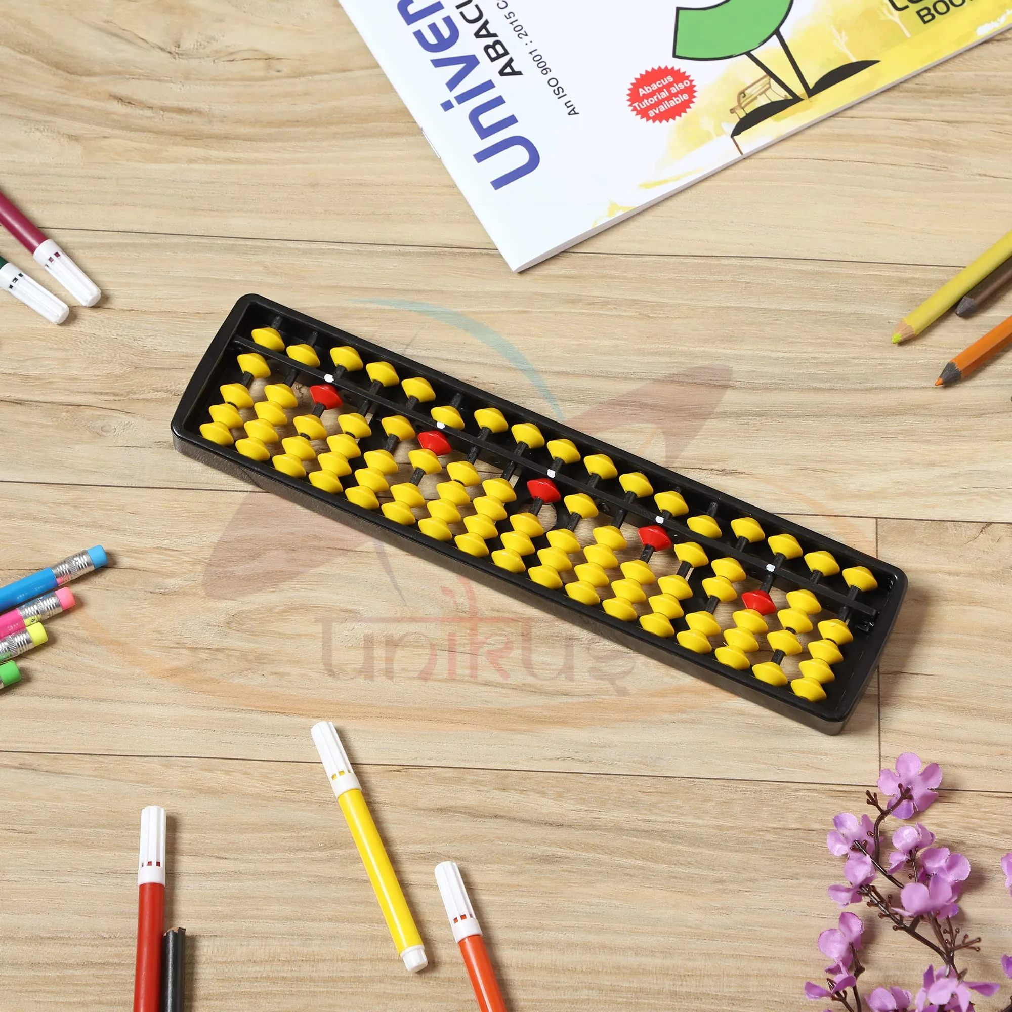 UNIKUS's Educational Abacus tool 17 rods/Abacus Scale/Abacus Toys for kids/Abacus Calculator/Abacus Tool for Kids to Enhance Their Counting Skills and Mathematics-17 Rod Yellow Color