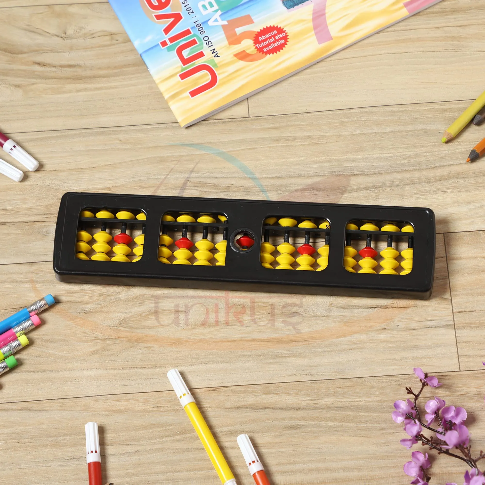 UNIKUS's Educational Abacus tool 17 rods/Abacus Scale/Abacus Toys for kids/Abacus Calculator/Abacus Tool for Kids to Enhance Their Counting Skills and Mathematics-17 Rod Yellow Color