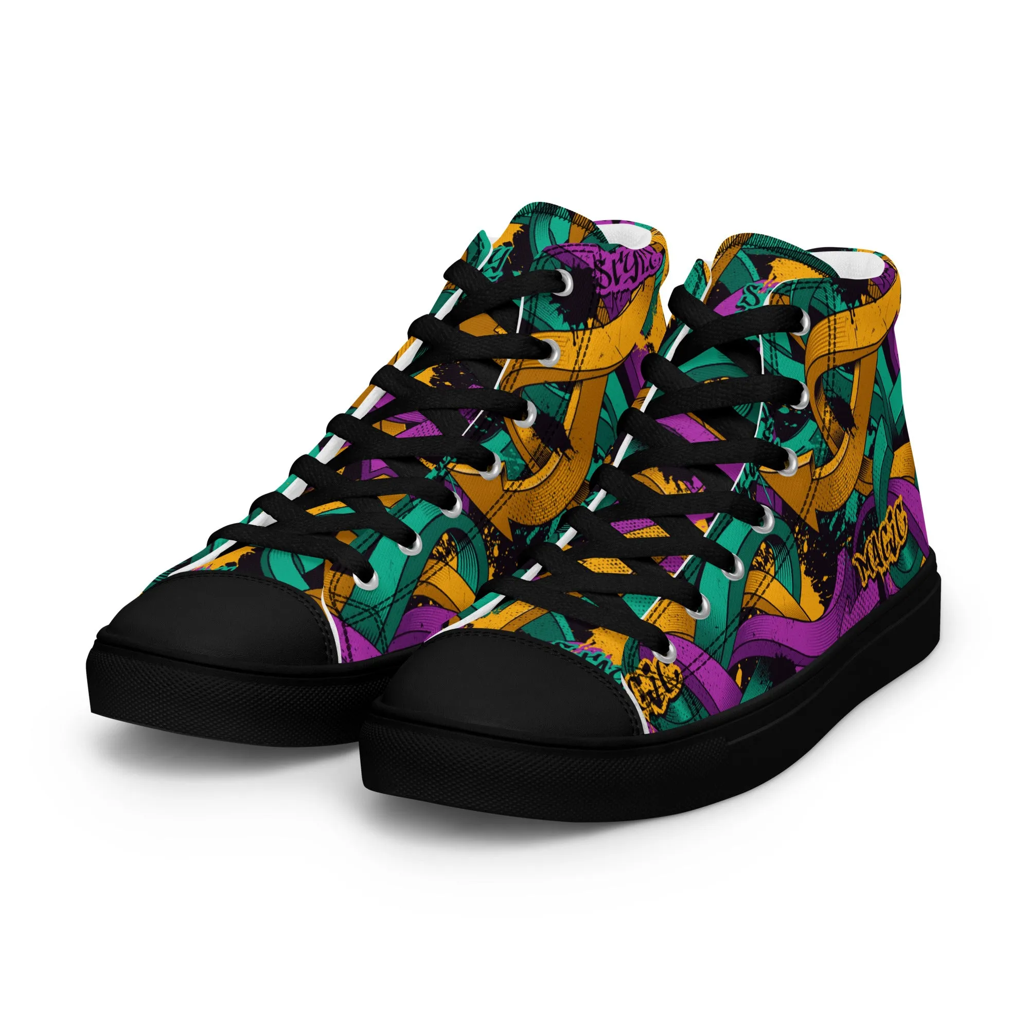 Unisex high top canvas shoes - Grafitti Design