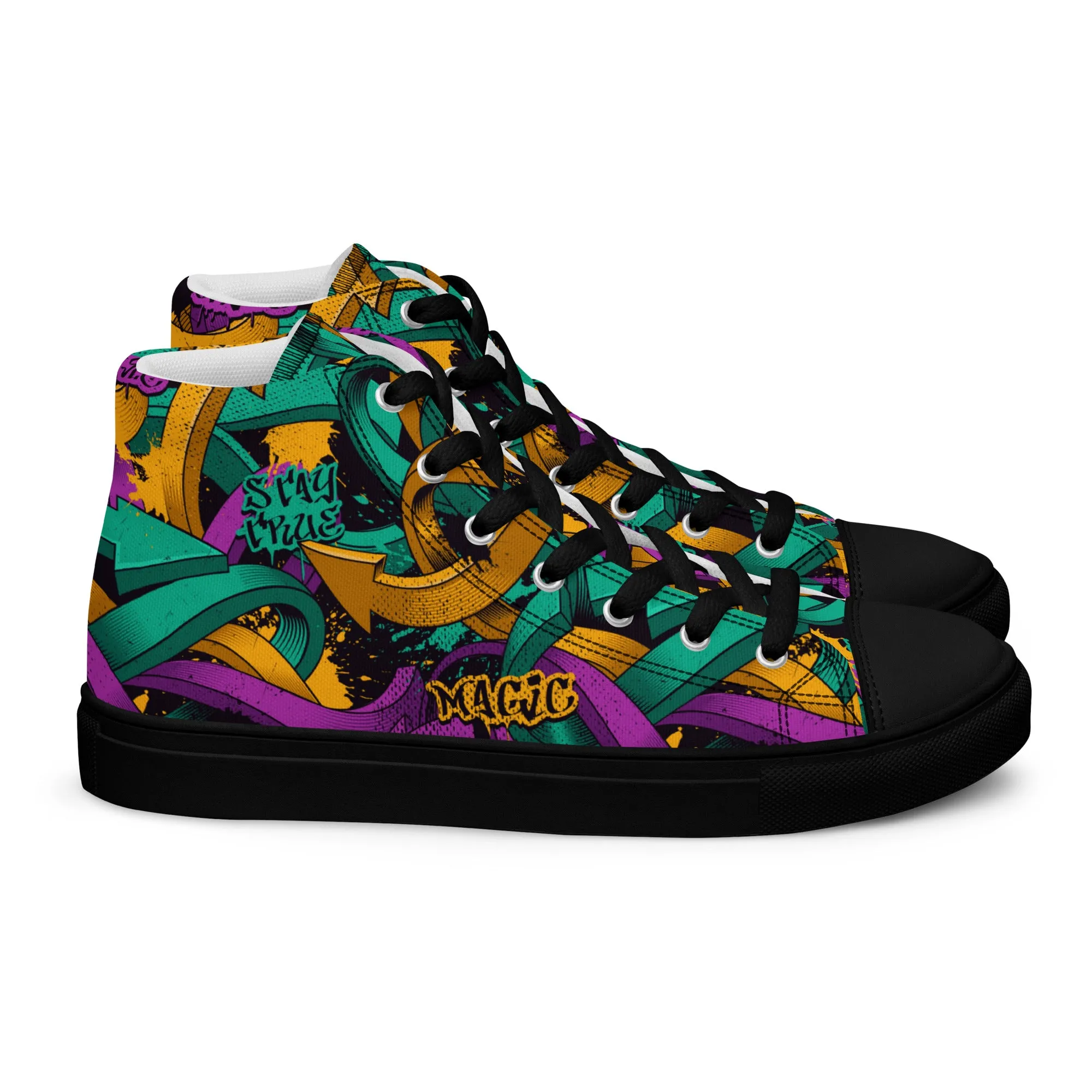 Unisex high top canvas shoes - Grafitti Design