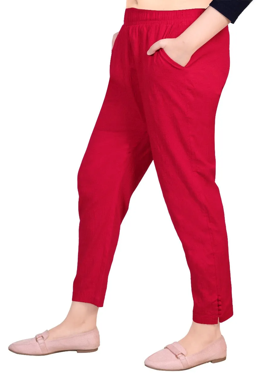 WENTYF Regular Fit Pants/Jeggings with Pockets for Office/Party/Casual (Red)