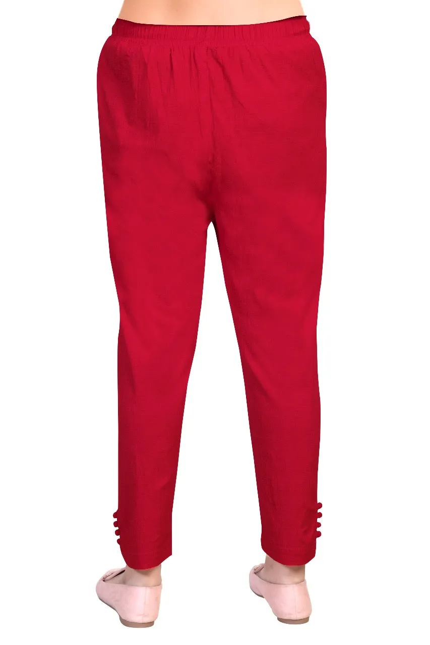 WENTYF Regular Fit Pants/Jeggings with Pockets for Office/Party/Casual (Red)