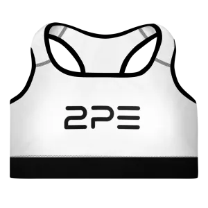 White with Black Padded Sports Bra