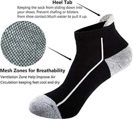 Wholesale Men's Ankle Athletic Socks Cotton Mesh Cushioned Running Ventilation Sports Black Socks