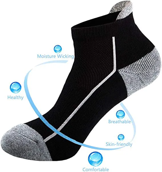 Wholesale Men's Ankle Athletic Socks Cotton Mesh Cushioned Running Ventilation Sports Black Socks