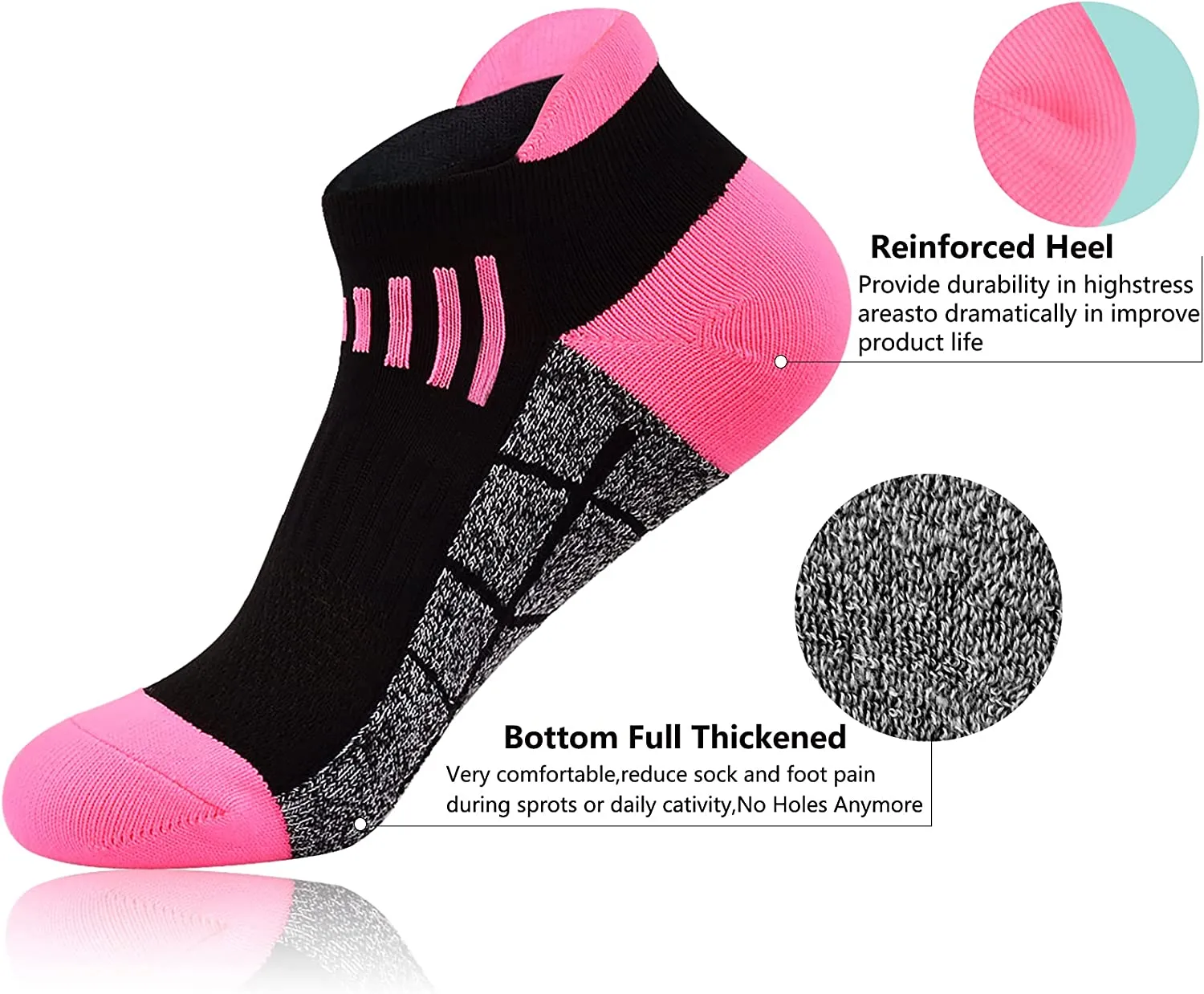 Wholesale Women's Ankle Athletic Socks Low Cut Cushioned Breathable Running Performance Sport Tab Cotton Socks