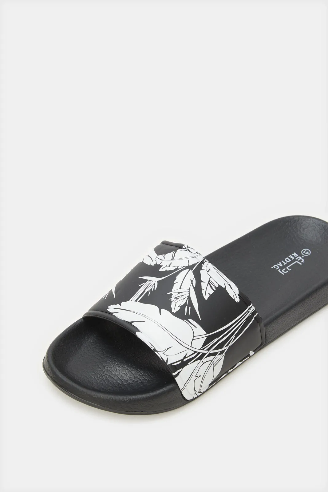 Women Black Dot Embossed Slide