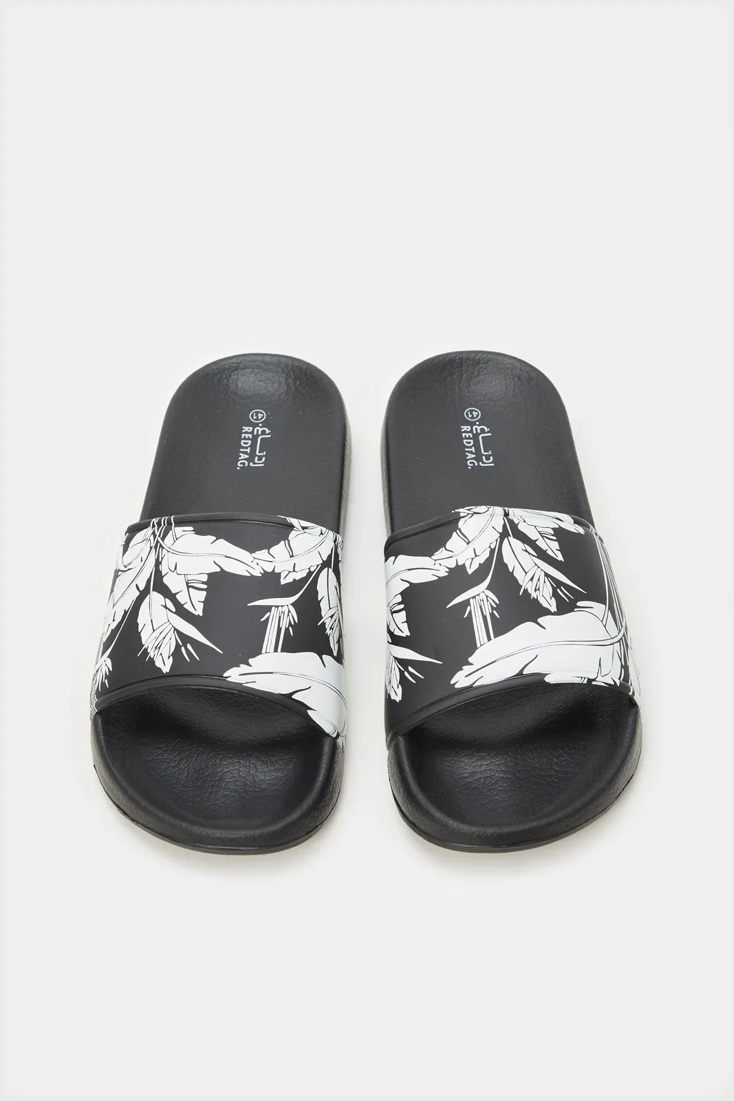 Women Black Dot Embossed Slide