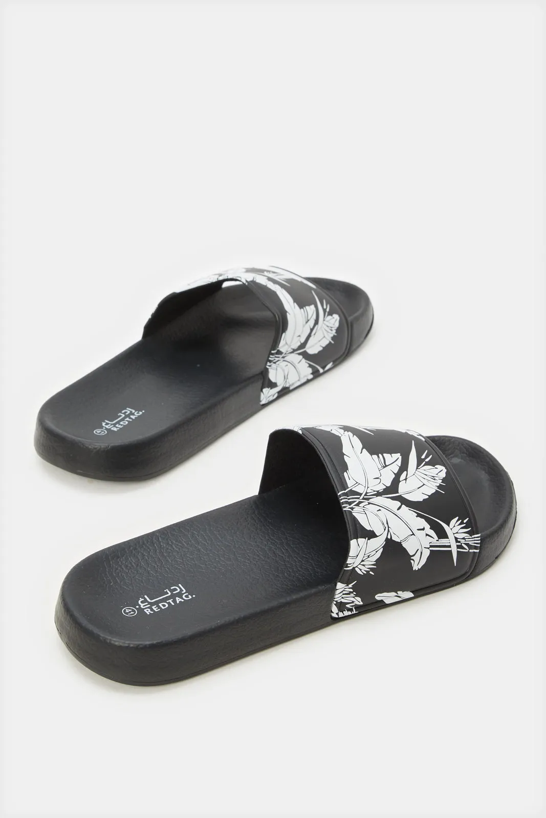 Women Black Dot Embossed Slide