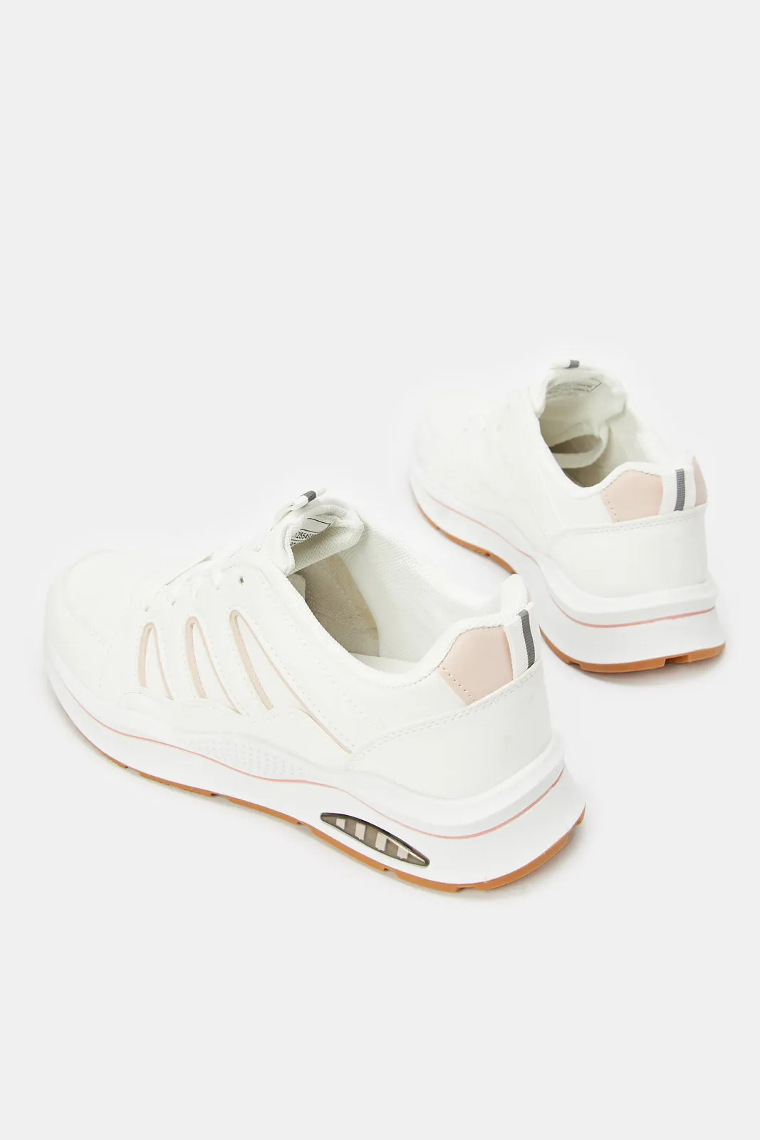 Women White Sneaker With Pink Highlights