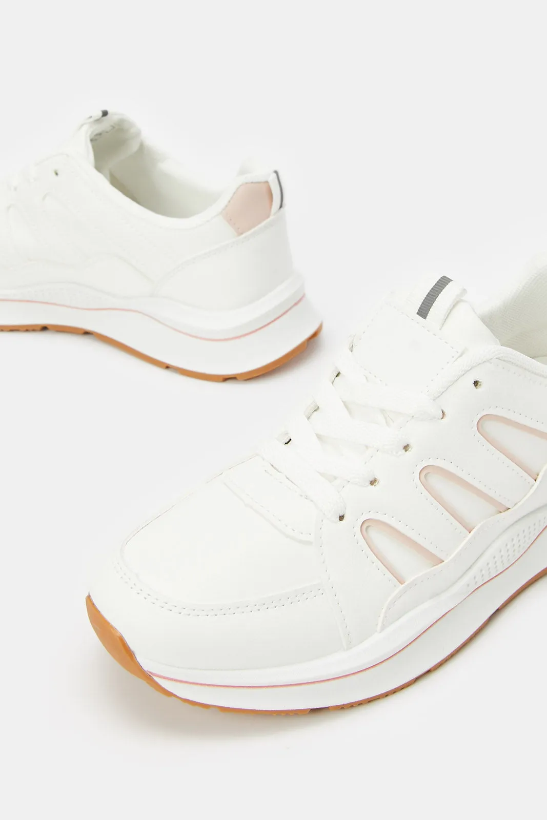 Women White Sneaker With Pink Highlights